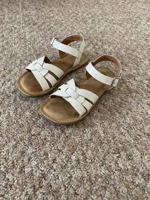 Next Girls Cream Leather Sandals