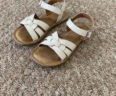 Next Girls Cream Leather Sandals