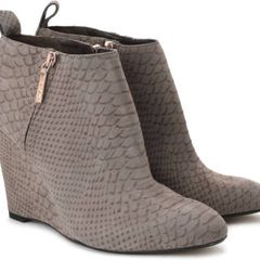 Clarks plus Lorenzo Ocean Grey Suede wedge booties