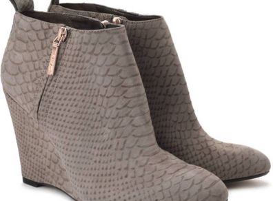 Clarks plus Lorenzo Ocean Grey Suede wedge booties