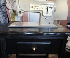 singer sewing machine and table