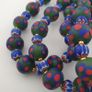 Antique Venetian Style Green Thosuand Eyes Glass & Blue Chevron Glass Beads Necklace Image 8