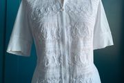White full zip up blouse/ jacket. Size 12