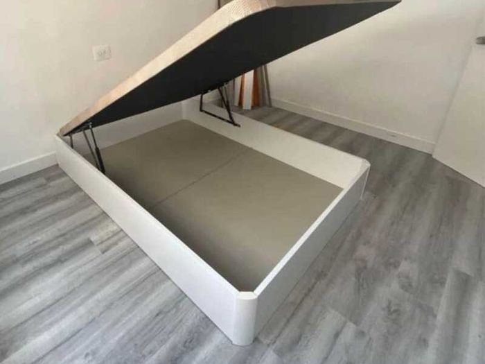 White Ottoman Storage Bed - King