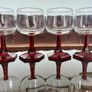 Vintage Luminarc Ruby Red Wine Glass Hexagonal Base Made in France Image 2