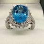 Topaz & White Zircon Statement Halo Ring Image 9
