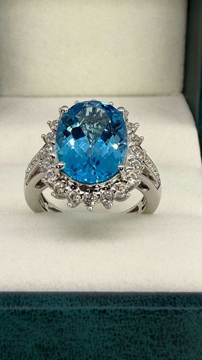 Topaz & White Zircon Statement Halo Ring