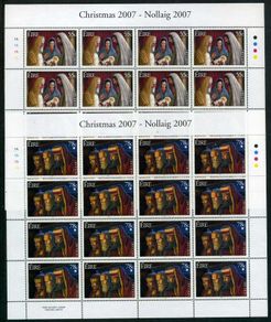 2007 Ireland Christmas commemorative Stamp Sheetlets Plate 1A1A1A1A Mint Never Hinged (MNH)