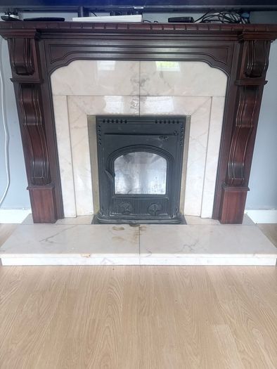 full fireplace with insert stove