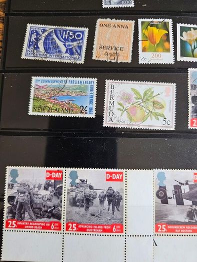 World Stamps UK USA France Denmark New Zealand Swiss India Bermuda Croatia Portugal