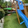 Wooden Playhouse with slide & swings Image 5