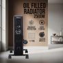 2500W Oil Filled Radiator Heater, 11 Fins Portable Electric Radiator with Adjustable Thermostat & Safety Cut-Off, Energy Saving Room Heater for Home & Office - Black Image 6