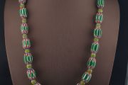 Vintage Venetian Style Chevron &amp; Trade Glass beads Necklace