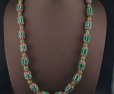 Vintage Venetian Style Chevron & Trade Glass beads Necklace
