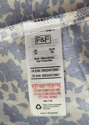 F&F blue & white dress, Size 18, BNWT