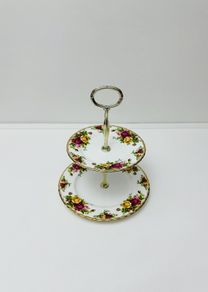 Vintage Royal Albert "Old Country Roses" Two Tier Cake Stand