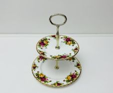 Vintage Royal Albert "Old Country Roses" Two Tier Cake Stand