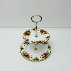 Vintage Royal Albert "Old Country Roses" Two Tier Cake Stand