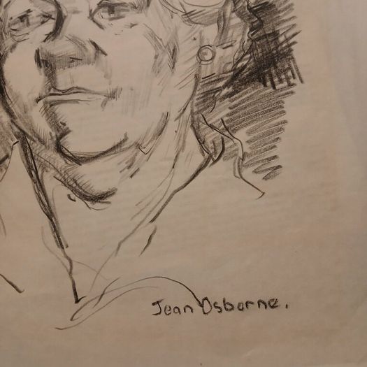 charcoal drawing Jean Osborne (1926-1965).