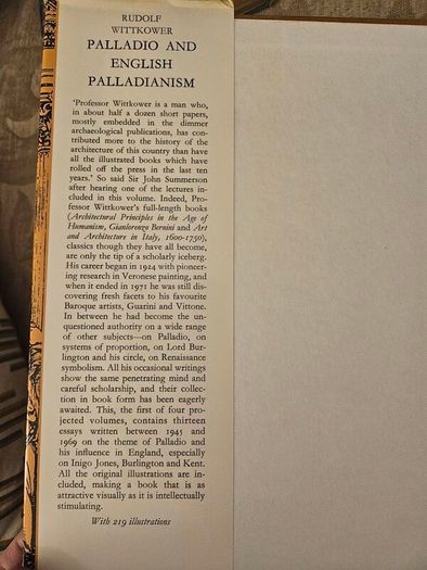 Palladio Abd English Palladianism. With 219 Illustrations.  By Rudolf Wittkower. First Edition Large Volume Hardback With Dustjacket In Good Condition.  See Photos For Same.