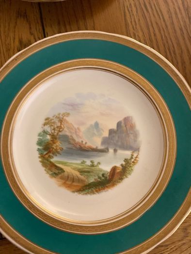 Price drop hand painted  Irish scenes of Ireland vintage  Rare set of Victorian hand painted dessert plates Irish landscape scenes