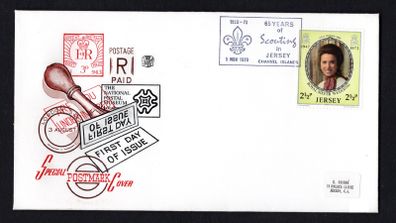 1971 Jersey Cover celebrating 65 Years of Scouting in Jersey Channel Islands, 1st November 1971 tying 2 1/2d Princess Anne illustrated cover