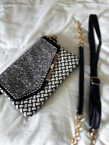 Black/white Diamante Bag