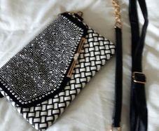 Black/white Diamante Bag