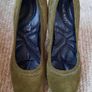 Olive Green Suede Heels Image 2