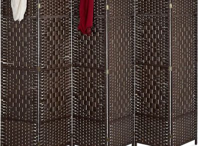 Folding Room Divider, 6-Piece Privacy Screen, H x W: 170 x 240 cm, Brown