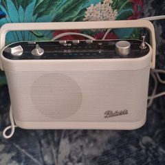 Roberts portable radio, shelfs, grey white and yellow small shelves,Christmas tree skirt childrens desk chair, picture. Single duvet cover new. Small black mirrors. Bundle for 150.00