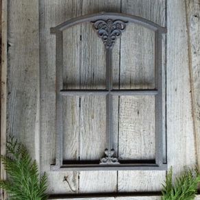 Cast Iron Farmhouse Garden Window  Antique-Style Stable Window for Wall or Garden (46 x 31 cm)