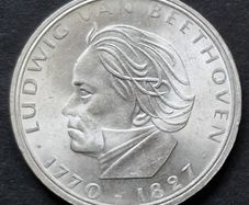 1970 Unc Germany F Silver 5 Deutsche Mark Ludwig Van Beethoven