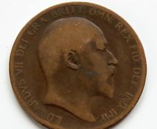 1902 Penny Edward VII bronze coin