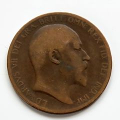 1902 Penny Edward VII bronze coin