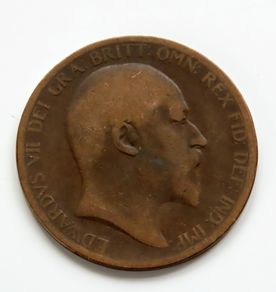 1902 Penny Edward VII bronze coin