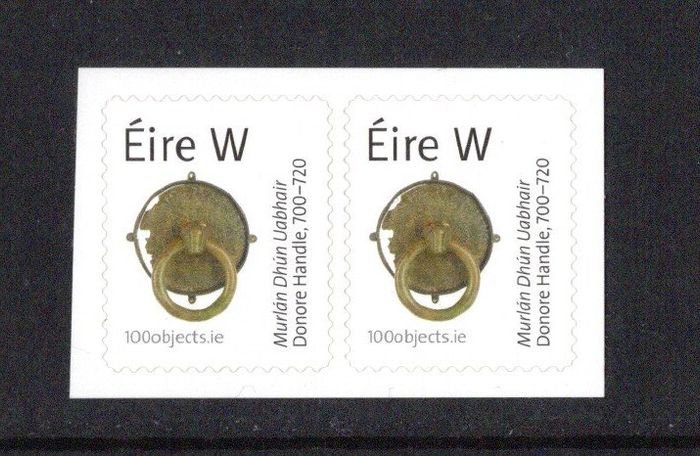 2018 Ireland 100 Objects Donore Handle, 700-720 Self-adhesive Definitive Stamp ex booklet Pair Mint Never Hinged (MNH)