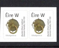 2018 Ireland 100 Objects Donore Handle, 700-720 Self-adhesive Definitive Stamp ex booklet Pair Mint Never Hinged (MNH)