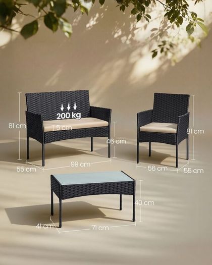 Rattan Garden Furniture Set 4 Piece Patio Furniture Set Outdoor Garden Sofa Set