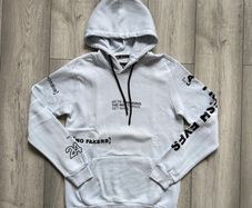 Bershka Ice Blue / White Graphic Print Hoodie - Size XS
