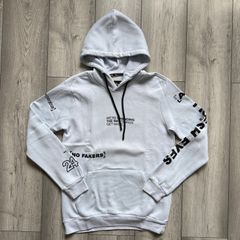 Bershka Ice Blue / White Graphic Print Hoodie - Size XS