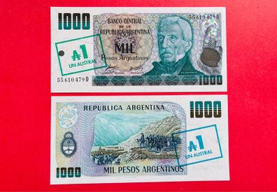 Argentina   I AUSTRAL  Overprint 1985  PICK 320 ( Uncirculated )