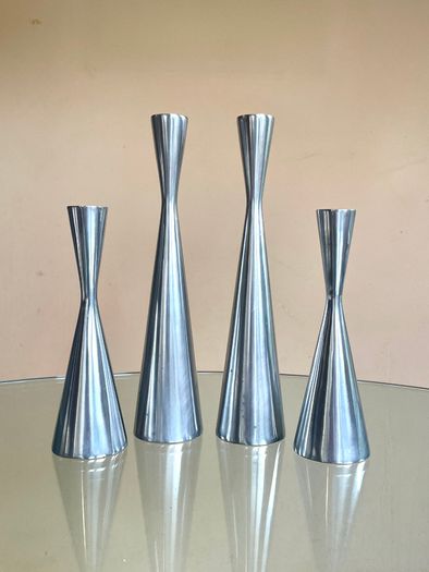 Set of 4 Vintage 90s Ikea Aluminium Candleholders