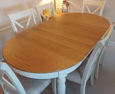Extendable dining room table and chairs