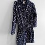 Pre Owned Day Dreams Navy Animal Print Fleece Dressing Gown Image 2