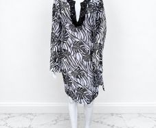 Pre Owned Primark Monochrome Tropical Leaf Print Beach Cover-Up