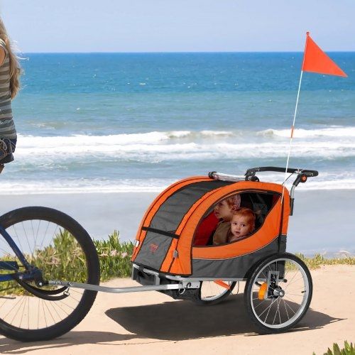 Trailer For Toddlers Kids Double Seat 88 Lbs Load 2 In 1 Canopy Carrier