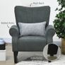 Accent Chair with Rolled Arms and Wood Legs, Armchair for Living Room Bedroom, Grey Image 2