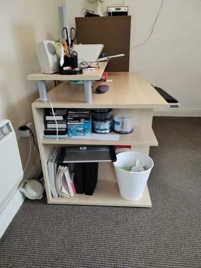 Wooden Office Desk For The Professional Person - Lots Of Space For Your Laptop Desktop Printer Scanner Phones Office Stationary etc