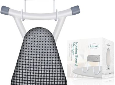 Ironing Board Hanger, Metal Ironing Board Hook, Ironing Boards Wall Mounted Holder, Large & Small Ironing Board Storage Wall Bracket Storage Hook for Hanging, White